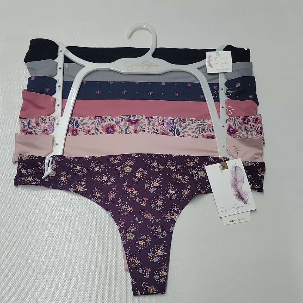 Jessica Simpson Floral Thongs Fit Set - Purple, Pink, and Blue